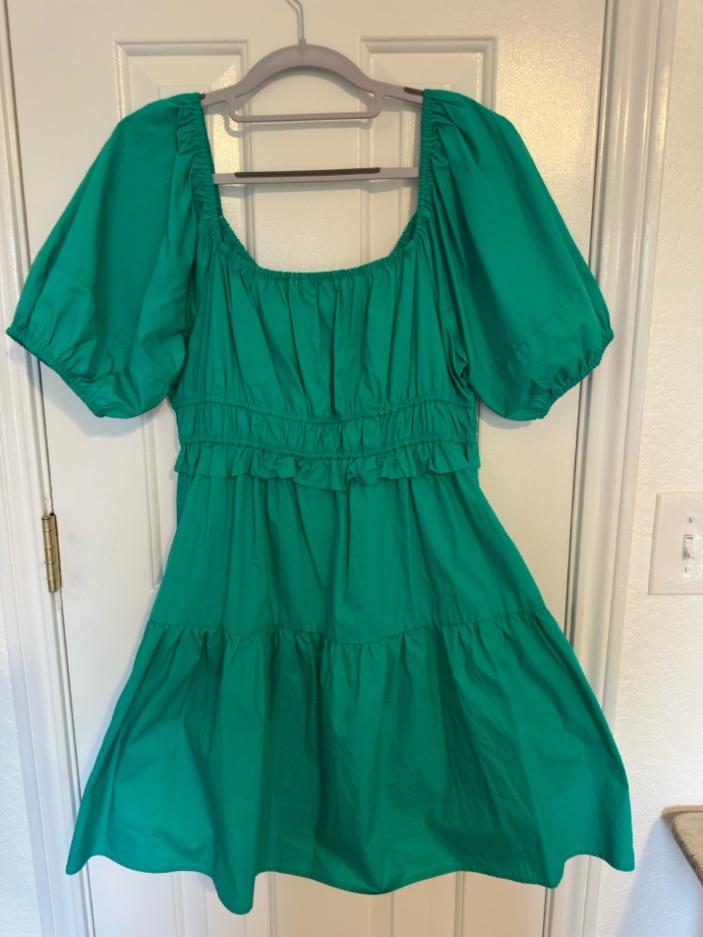 Skies Are Blue Teal Tiered Elastic Waist Dress - Picture 4 of 5